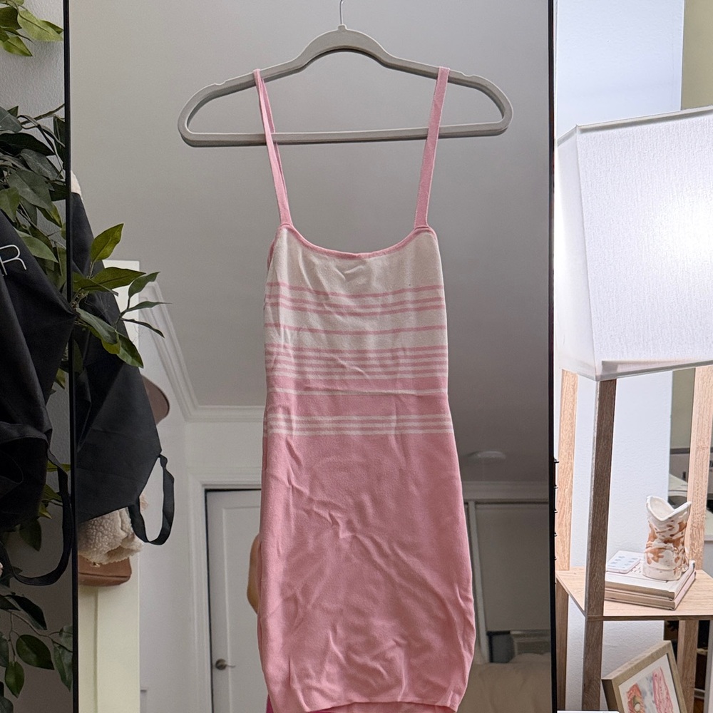 superdown Pink and White Striped Dress